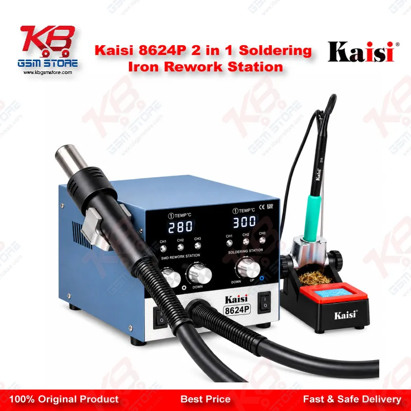 Kaisi 8624P 800W 2 in 1 Hot Air Gun & Soldering Iron Rework Station