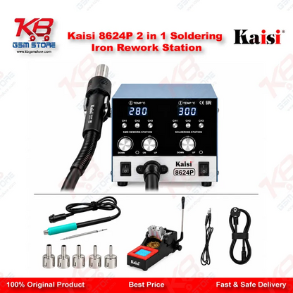 Kaisi 8624P 800W 2 in 1 Hot Air Gun & Soldering Iron Rework Station
