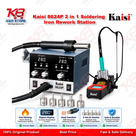 Kaisi 8624P 800W 2 in 1 Hot Air Gun & Soldering Iron Rework Station