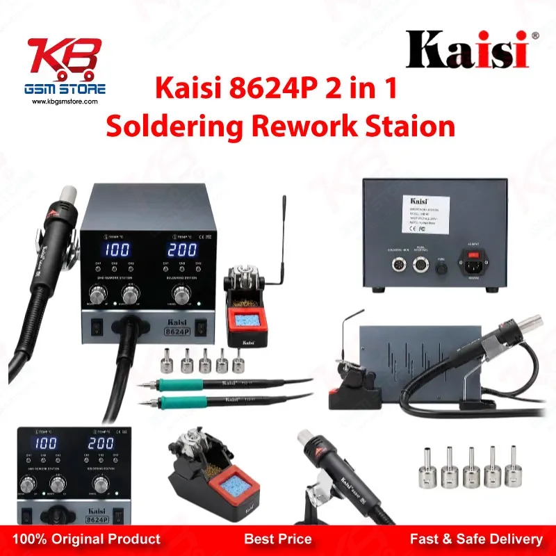 Kaisi 8624P 800W 2 in 1 Hot Air Gun & Soldering Iron Rework Station