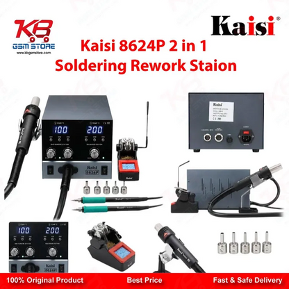 Kaisi 8624P 800W 2 in 1 Hot Air Gun & Soldering Iron Rework Station