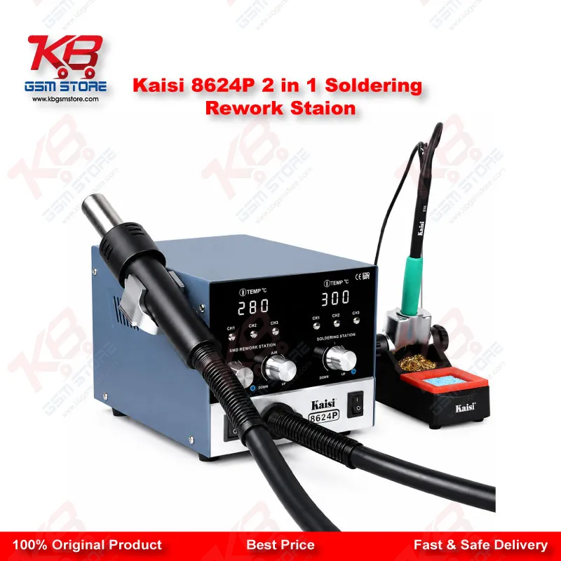 Kaisi 8624P 800W 2 in 1 Hot Air Gun & Soldering Iron Rework Station