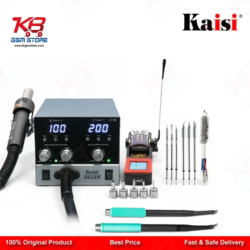 Kaisi 8624P 800W 2 in 1 Hot Air Gun & Soldering Iron Rework Station