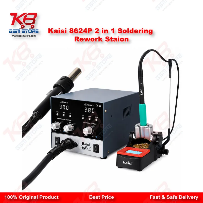 Kaisi 8624P 800W 2 in 1 Hot Air Gun & Soldering Iron Rework Station