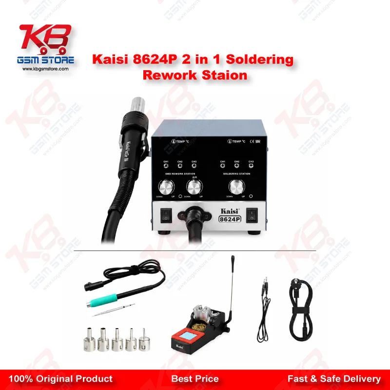 Kaisi 8624P 800W 2 in 1 Hot Air Gun & Soldering Iron Rework Station