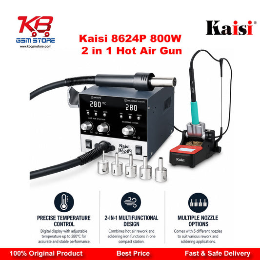 Kaisi 8624P 800W 2 in 1 Hot Air Gun & Soldering Iron Rework Station