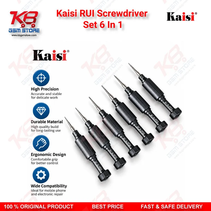Kaisi RUI Screwdriver Set 6 In 1 – Mobile Repair Screwdriver Kit for Phone Disassembly and Screw Work