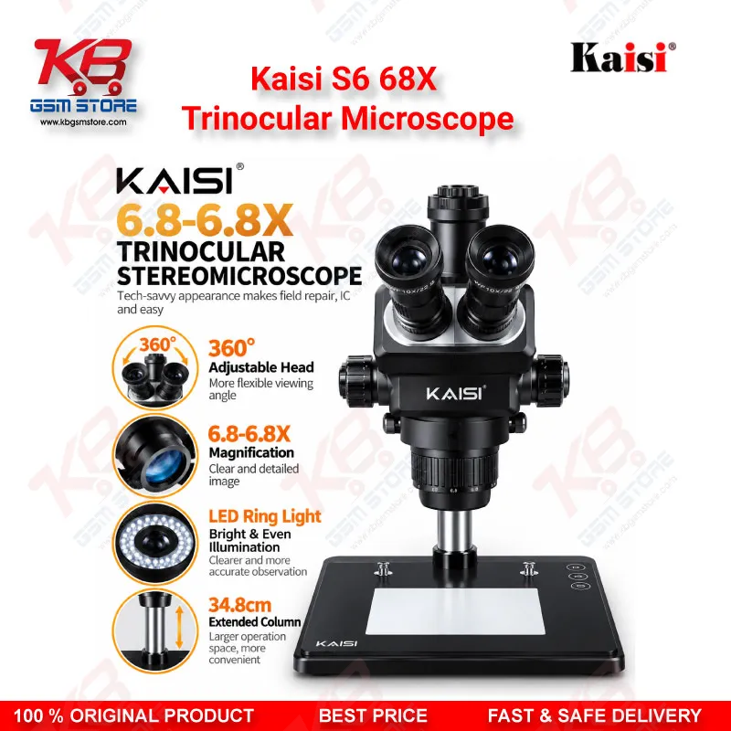 Kaisi S6 68X Trinocular Microscope