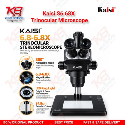 Kaisi S6 68X Trinocular Microscope