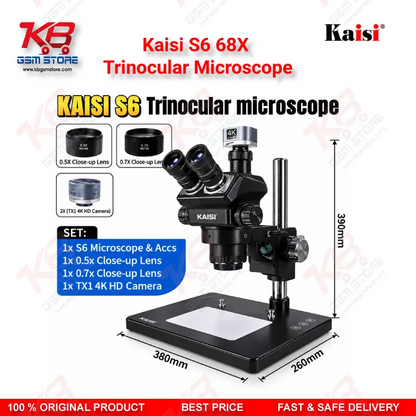 Kaisi S6 68X Trinocular Microscope