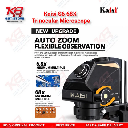 Kaisi S6 68X Trinocular Microscope