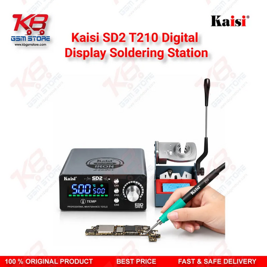 Kaisi SD2 T210 Digital Display Soldering Station | 120W Precision Iron with 3 Heating Cores (I/IS/K) for Mobile Phone Board Repair