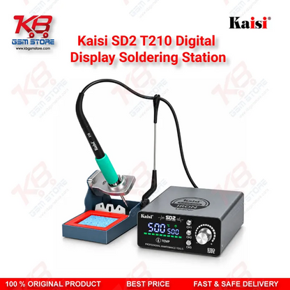 Kaisi SD2 T210 Digital Display Soldering Station | 120W Precision Iron with 3 Heating Cores (I/IS/K) for Mobile Phone Board Repair