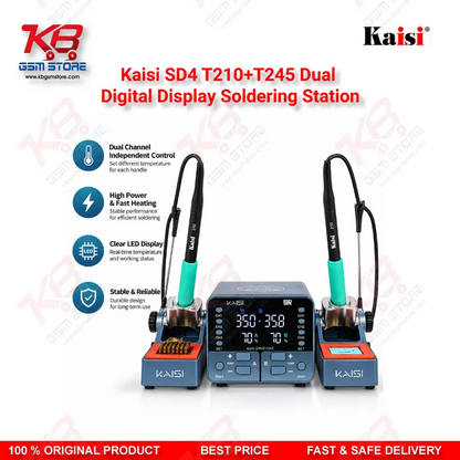 Kaisi SD4 T210+T245 Dual Digital Display Soldering Station for Mobile Motherboard PCB Repair, Dual Channel with JBC-Compatible Tips