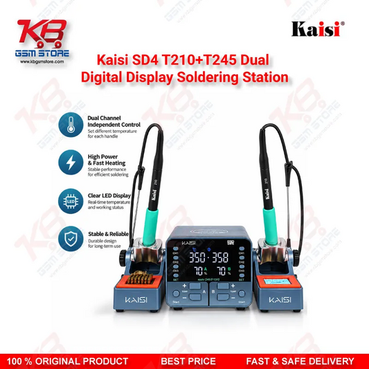 Kaisi SD4 T210+T245 Dual Digital Display Soldering Station for Mobile Motherboard PCB Repair, Dual Channel with JBC-Compatible Tips