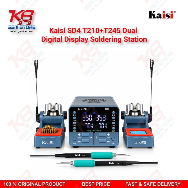 Kaisi SD4 T210+T245 Dual Digital Display Soldering Station for Mobile Motherboard PCB Repair, Dual Channel with JBC-Compatible Tips