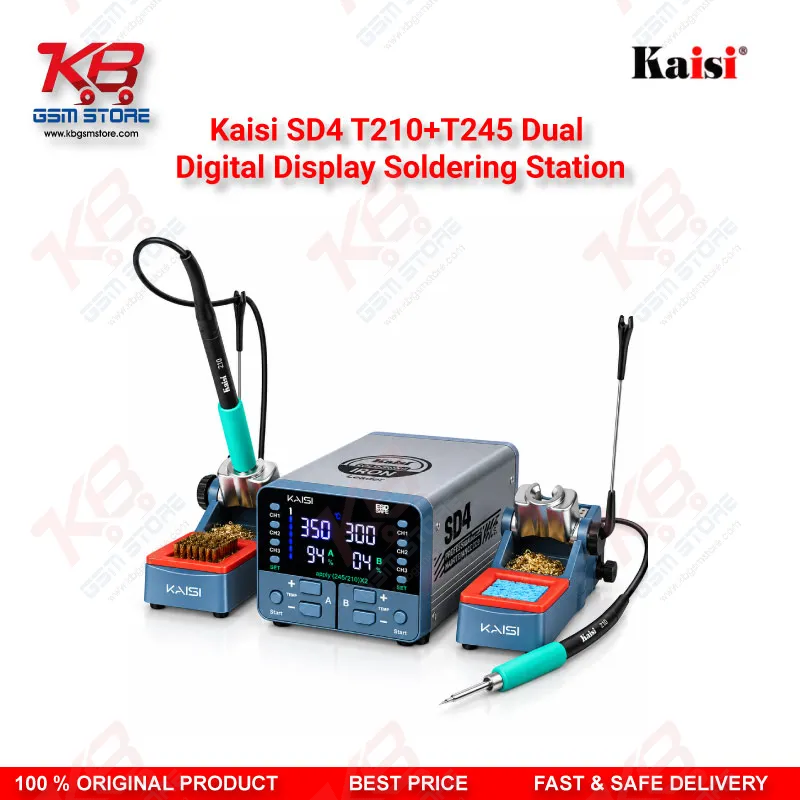 Kaisi SD4 T210+T245 Dual Digital Display Soldering Station for Mobile Motherboard PCB Repair, Dual Channel with JBC-Compatible Tips