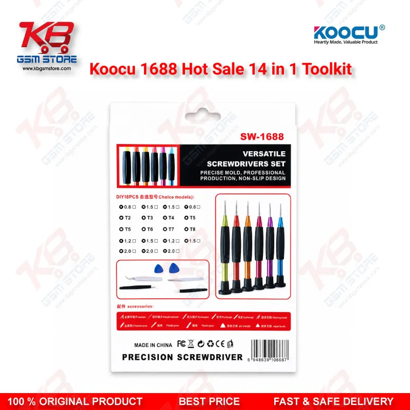 Koocu SW-1688 14 in 1 Screwdriver Repair Toolkit