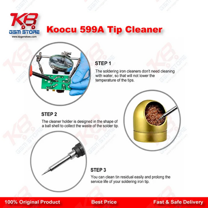 Koocu KC-599A Brass Wire Dry Tip Cleaner – No Water Soldering Iron Tip Cleaner