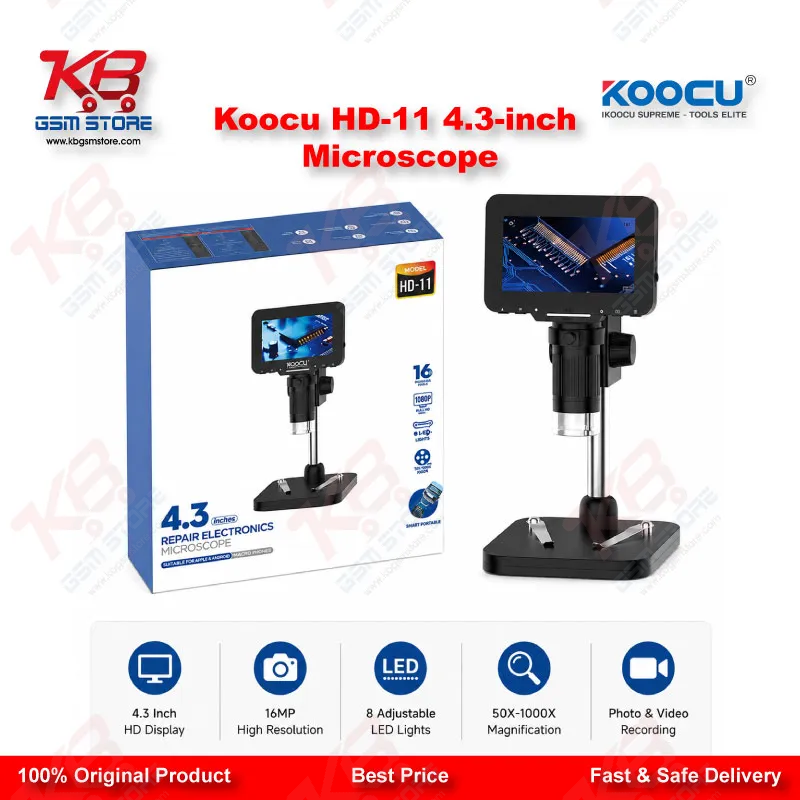 Koocu HD-11 4.3-Inch Digital Microscope with Adjustable Stand
