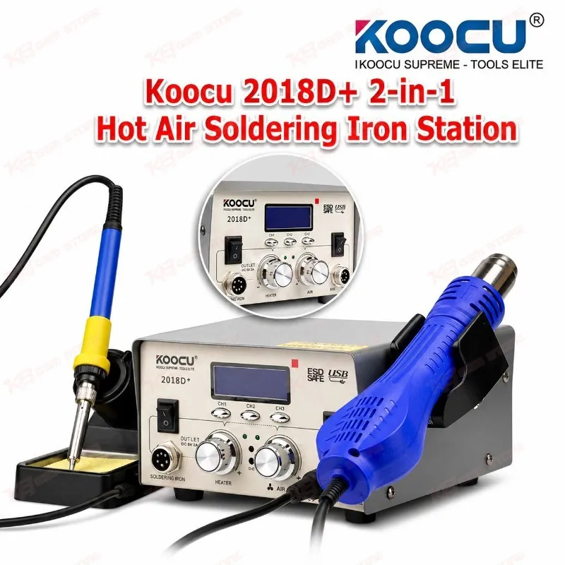 Koocu 2018D+ 2-in-1 Hot Air Soldering Iron Station