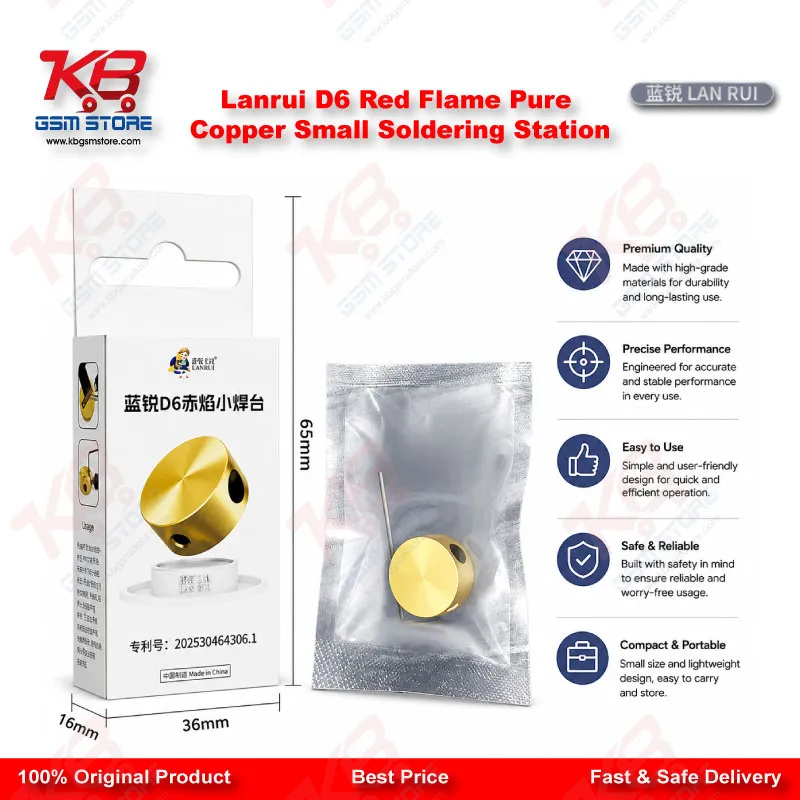 Lanrui D6 Red Flame Pure Copper Small Soldering Station for FPC & Battery Socket Repair
