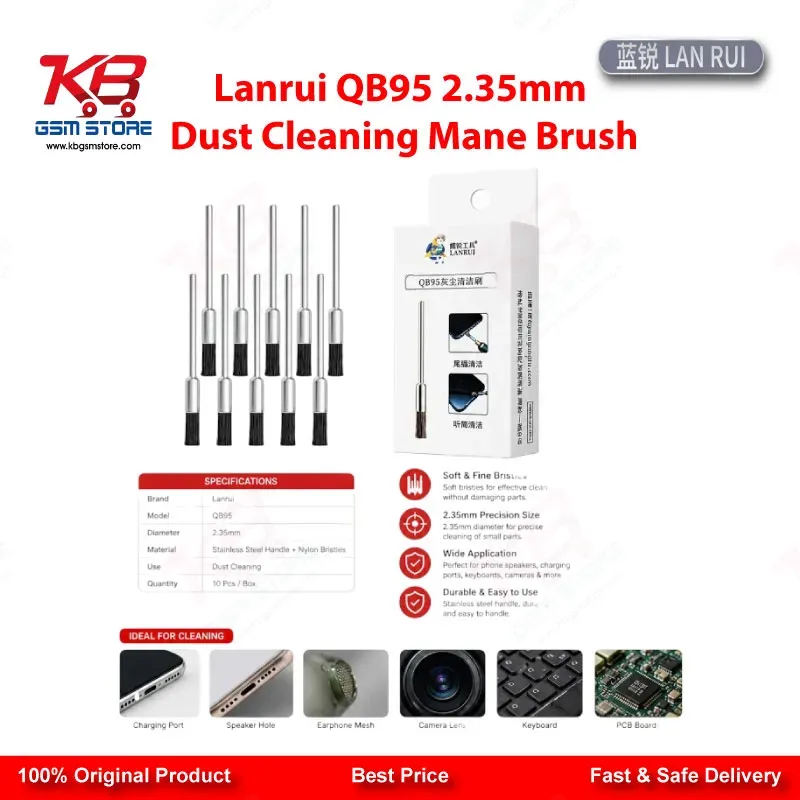 Lanrui QB95 2.35mm Dust Cleaning Mane Brush for Mobile PCB Repair