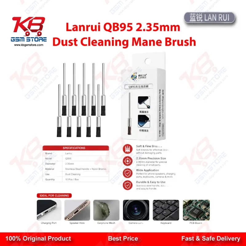 Lanrui QB95 2.35mm Dust Cleaning Mane Brush for Mobile PCB Repair