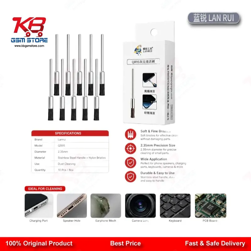 Lanrui QB95 2.35mm Dust Cleaning Mane Brush for Mobile PCB Repair