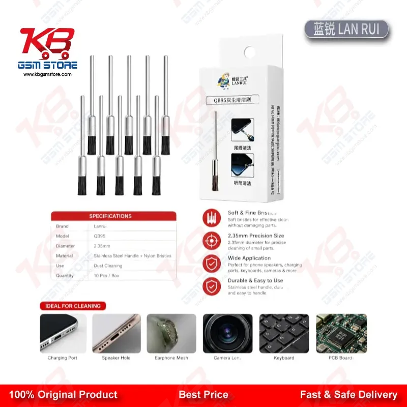 Lanrui QB95 2.35mm Dust Cleaning Mane Brush for Mobile PCB Repair