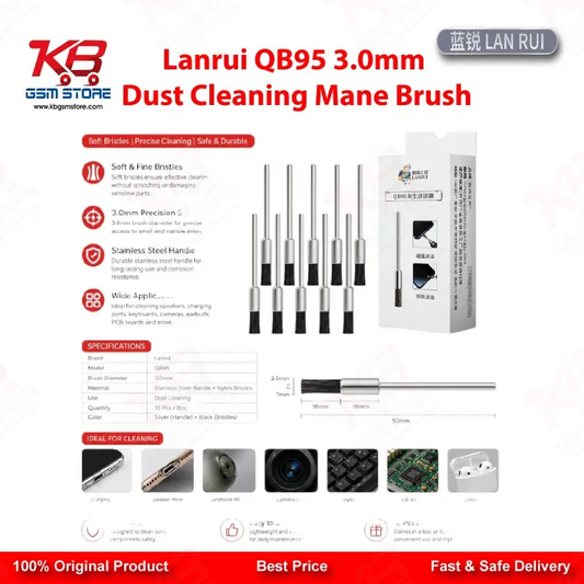 Lanrui QB95 3.0mm Dust Cleaning Mane Brush for Mobile PCB and IC Pad Cleaning