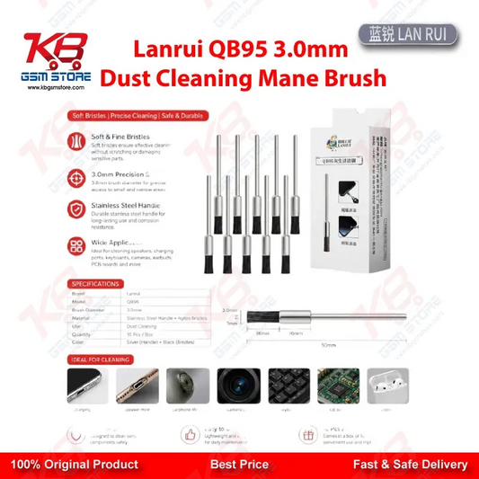 Lanrui QB95 3.0mm Dust Cleaning Mane Brush for Mobile PCB and IC Pad Cleaning