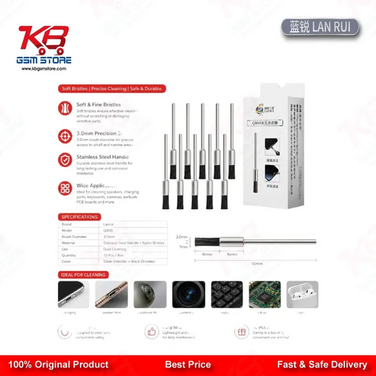 Lanrui QB95 3.0mm Dust Cleaning Mane Brush for Mobile PCB and IC Pad Cleaning