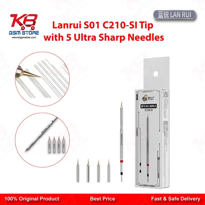 Lanrui S01 C210-SI Jumper Wire Soldering Tip - 5 Ultra Sharp Needles 0.1mm