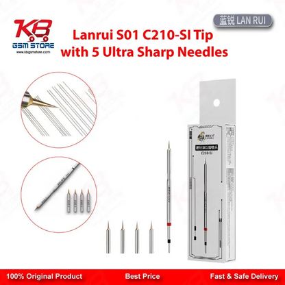 Lanrui S01 C210-SI Jumper Wire Soldering Tip - 5 Ultra Sharp Needles 0.1mm