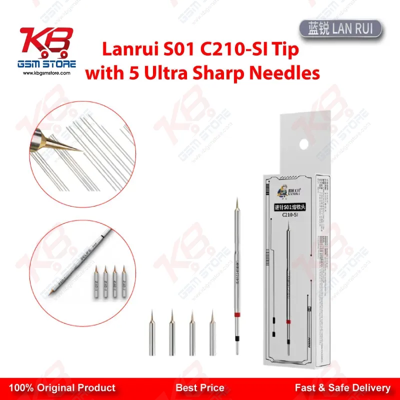 Lanrui S01 C210-SI Jumper Wire Soldering Tip - 5 Ultra Sharp Needles 0.1mm