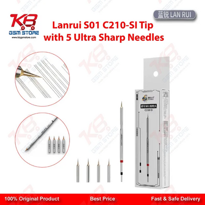 Lanrui S01 C210-SI Jumper Wire Soldering Tip - 5 Ultra Sharp Needles 0.1mm