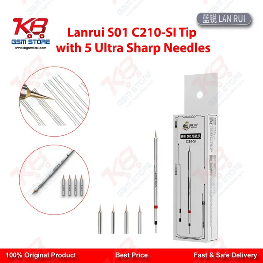 Lanrui S01 C210-SI Jumper Wire Soldering Tip - 5 Ultra Sharp Needles 0.1mm