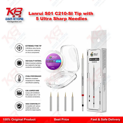 Lanrui S01 C210-SI Precision Soldering Iron Tip with 5 Ultra Sharp Needles