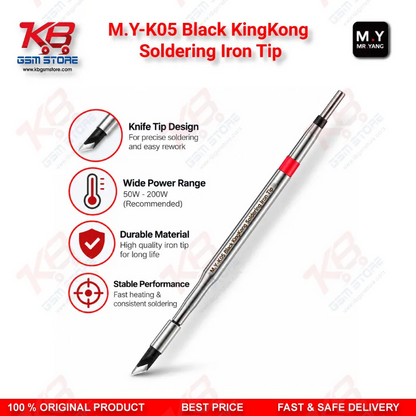 M.Y-K05 Black KingKong Soldering Iron Tip – K-Type Blade Tip for 900M Series, 936/937 Soldering Station