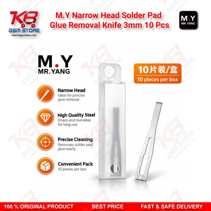 M.Y Narrow Head Solder Pad Glue Removal Knife 3mm – 10 Pcs Set for CPU IC Repair