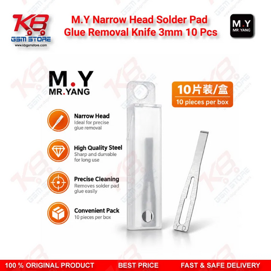 M.Y Narrow Head Solder Pad Glue Removal Knife 3mm – 10 Pcs Set for CPU IC Repair