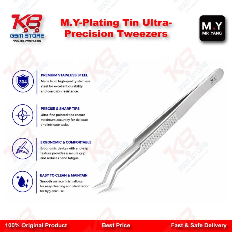 M.Y Plating Tin Ultra-Precision Tweezers – Anti-Static ESD Safe Repair Tweezers