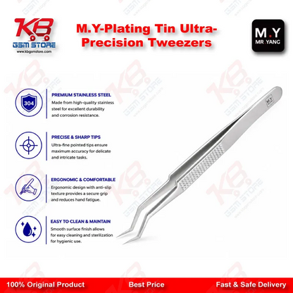 M.Y Plating Tin Ultra-Precision Tweezers – Anti-Static ESD Safe Repair Tweezers