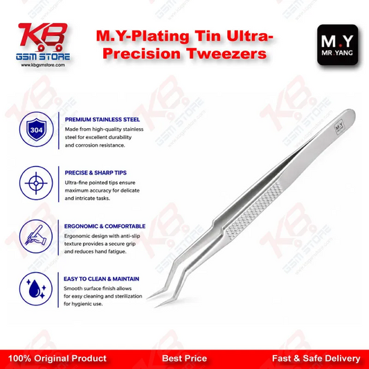 M.Y Plating Tin Ultra-Precision Tweezers – Anti-Static ESD Safe Repair Tweezers