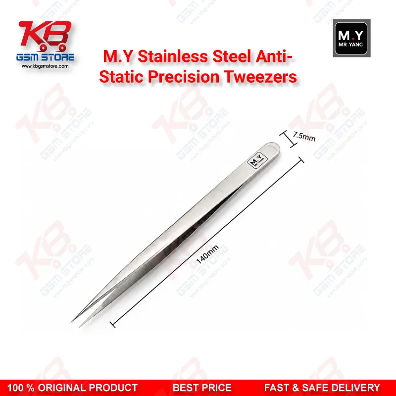 M.Y Stainless Steel Anti-Static Precision Tweezers – ESD Safe Repair Tool for Mobile IC & PCB Work