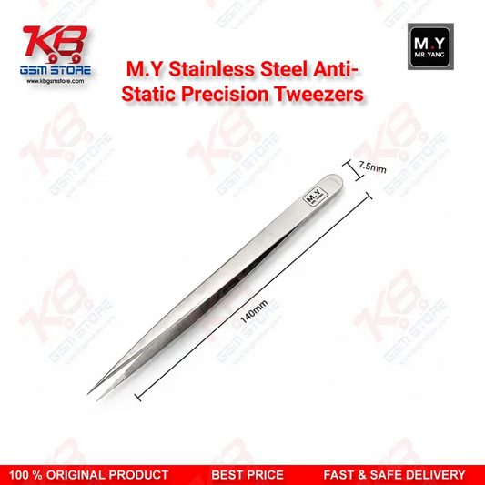 M.Y Stainless Steel Anti-Static Precision Tweezers – ESD Safe Repair Tool for Mobile IC & PCB Work
