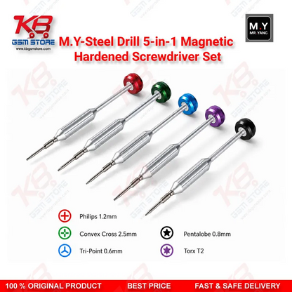 M.Y-Steel Drill 5-in-1 Magnetic Hardened Screwdriver Set – Precision Repair Kit