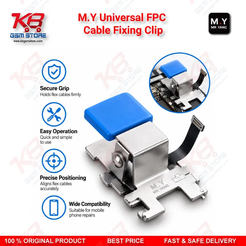M.Y Universal FPC Cable Fixing Clip – Metal Flex Cable Holder with Two-Stop Positioning for Mobile Phone Screen IC & Motherboard Repair