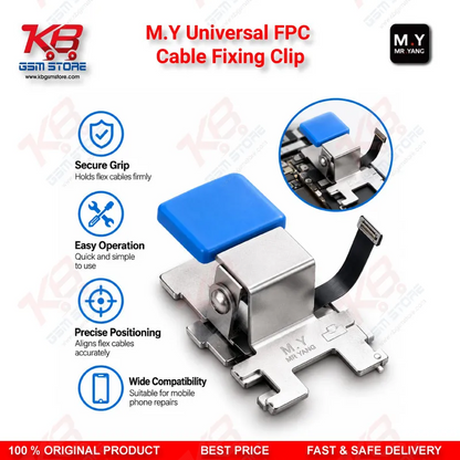 M.Y Universal FPC Cable Fixing Clip – Metal Flex Cable Holder with Two-Stop Positioning for Mobile Phone Screen IC & Motherboard Repair